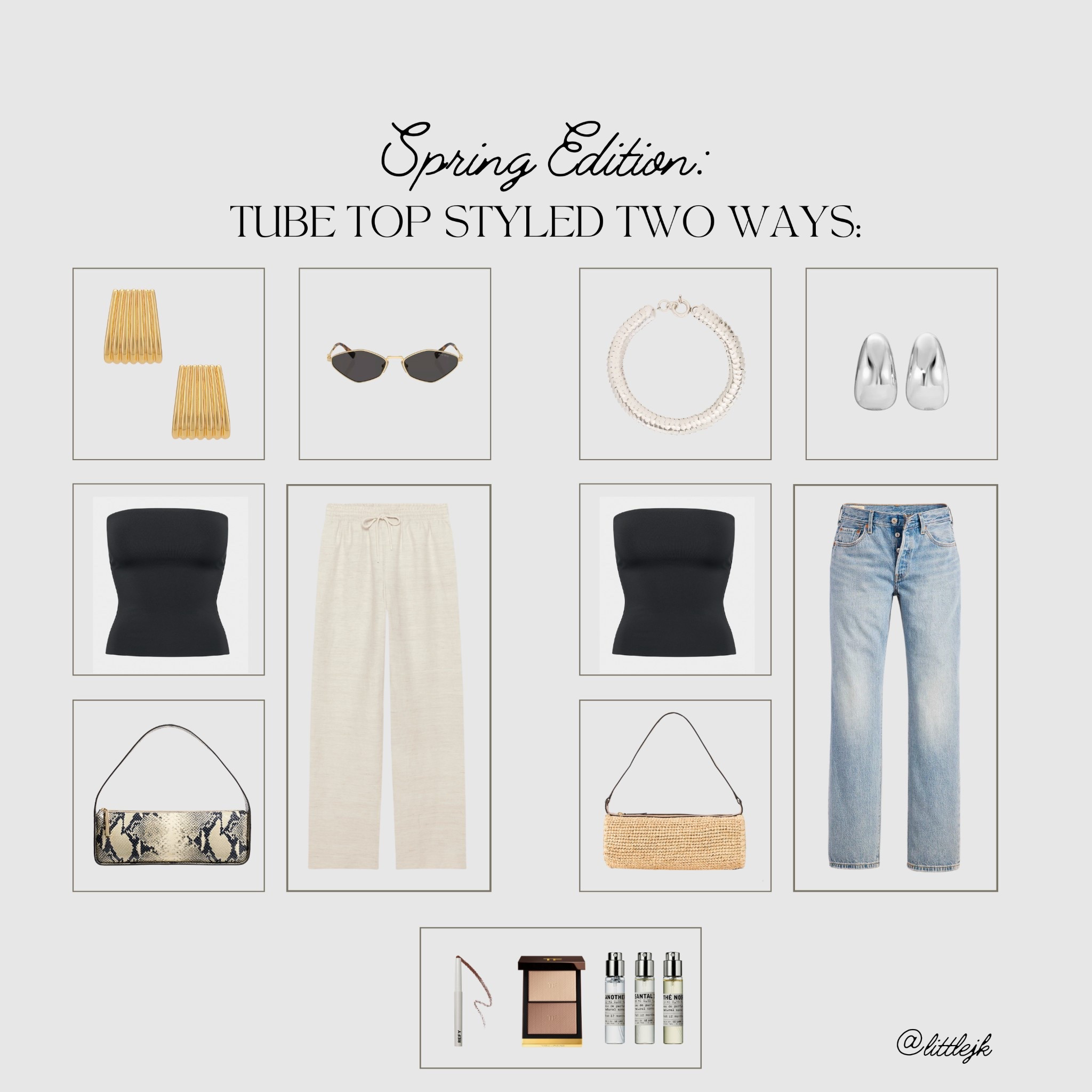 Tube top styled two different ways 🙌🏼 linked exact links + so easy to mix and match for spring and summer 

#springoutfit #styleinspo #outfitinspo #capsulewardrobe 



#LTKStyleTip