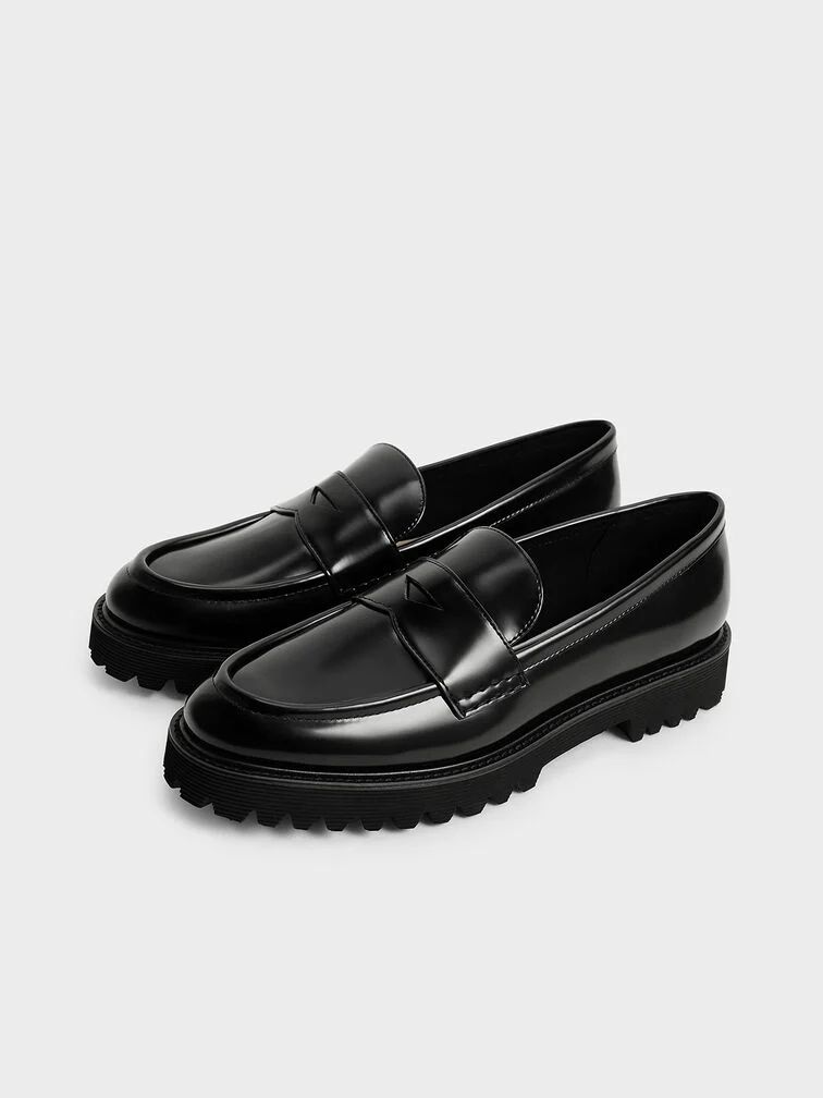 Chunky Penny Loafers - Black | Charles & Keith UK