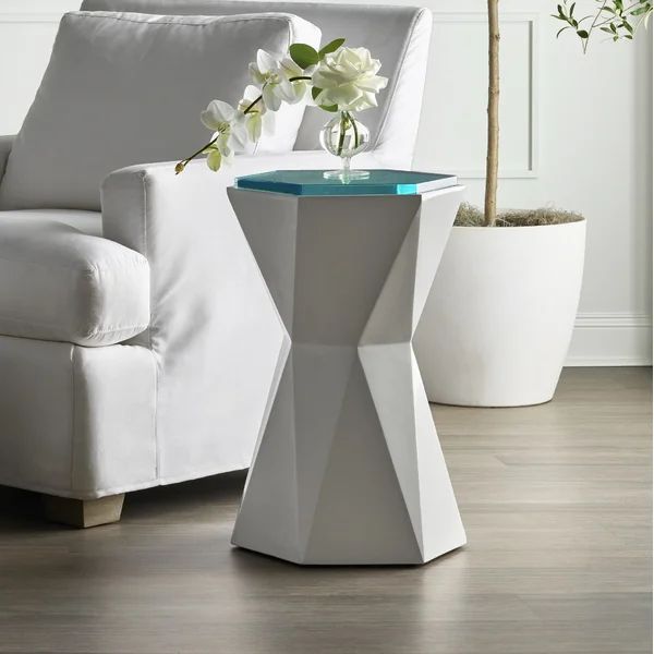 Love Joy Bliss Glass Top Pedestal End Table | Wayfair Professional