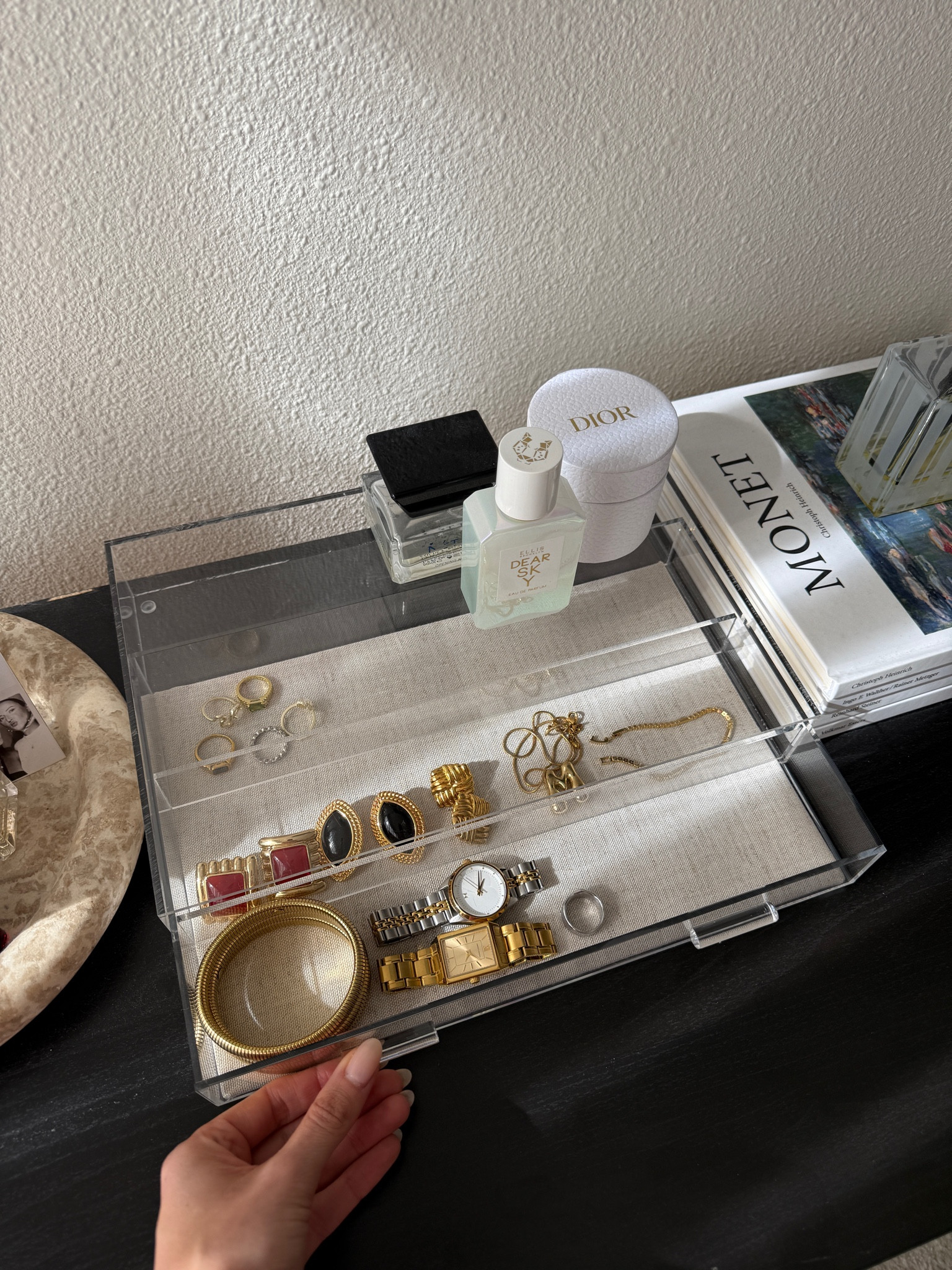 Jewelry drawer organizer 
* the last one on the page - The Container Store 3-Compartment Wide Luxe Acrylic Jewelry Drawer Clear/Linen

#LTKFindsUnder50 #LTKHome