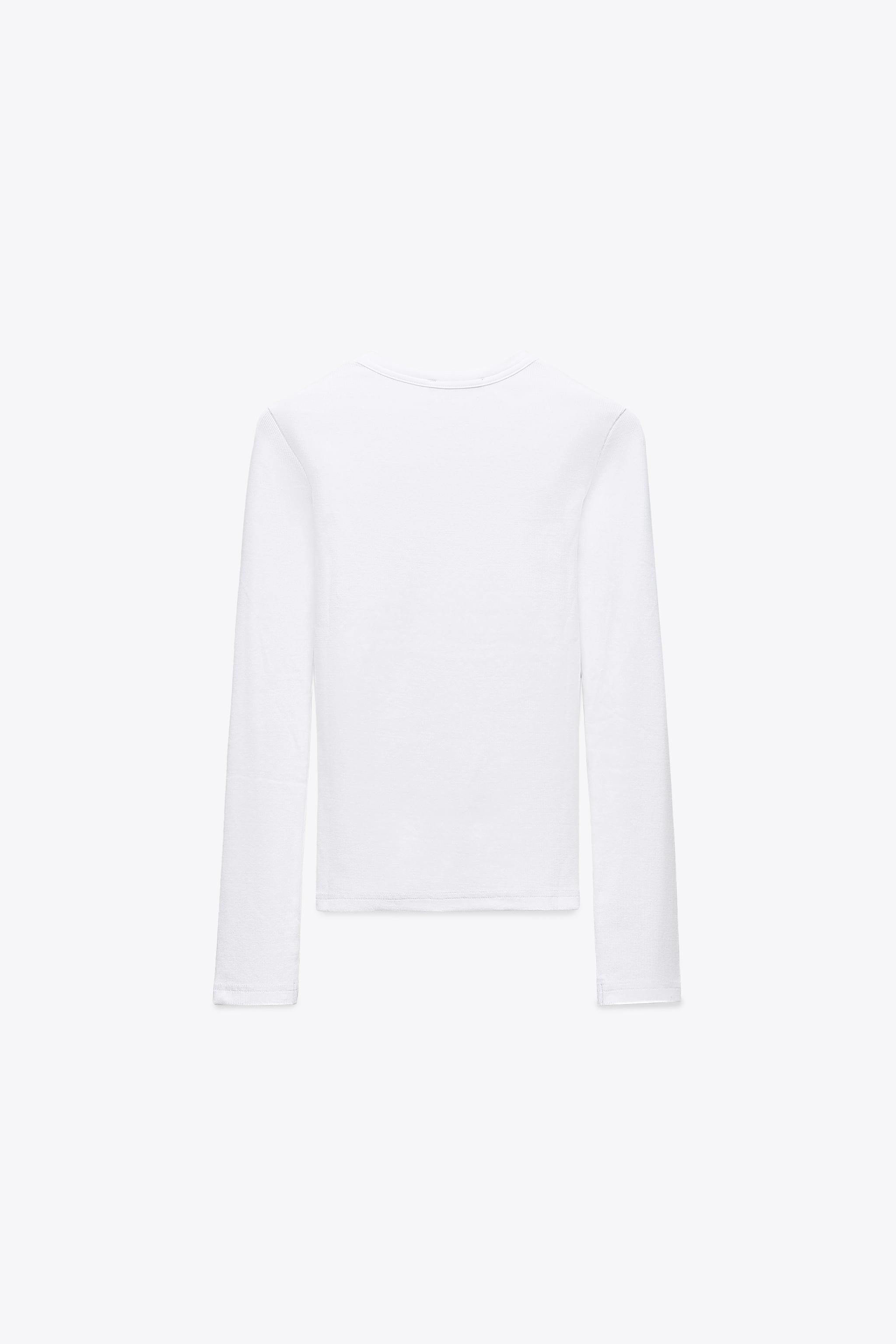 LONG SLEEVE WASHED EFFECT RIB T-SHIRT | Zara US