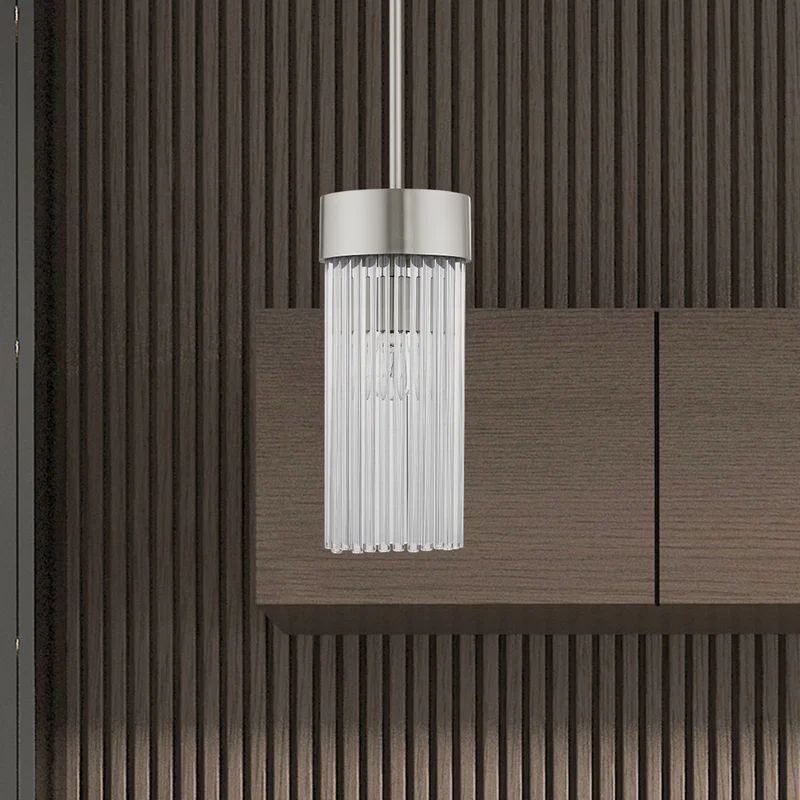 Jodena 1 - Light Single Cylinder Pendant with Crystal Accents | Wayfair North America