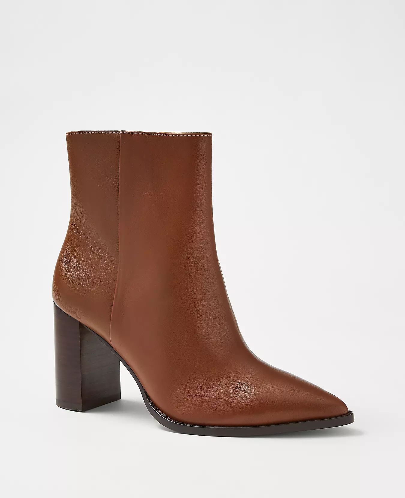 Pointy Toe Leather Booties | Ann Taylor (US)