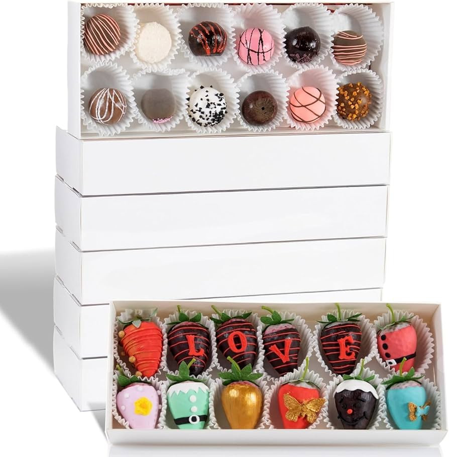 RomanticBaking 20Pack 12x4.8x2Inch Mother's Day Clear Bakery Boxes Chocolate Covered Strawberry B... | Amazon (US)