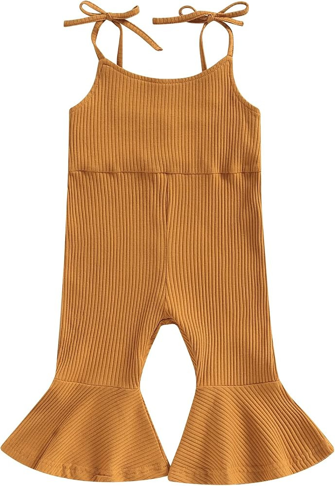 Nie Cuimeiwan Baby Girl Bell Bottoms Romper Pants Knit Overalls Solid Ribbed Clothes Cute Toddler... | Amazon (US)