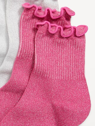 Ruffle-Cuff Quarter-Crew Socks 3-Pack for Girls | Old Navy (US)