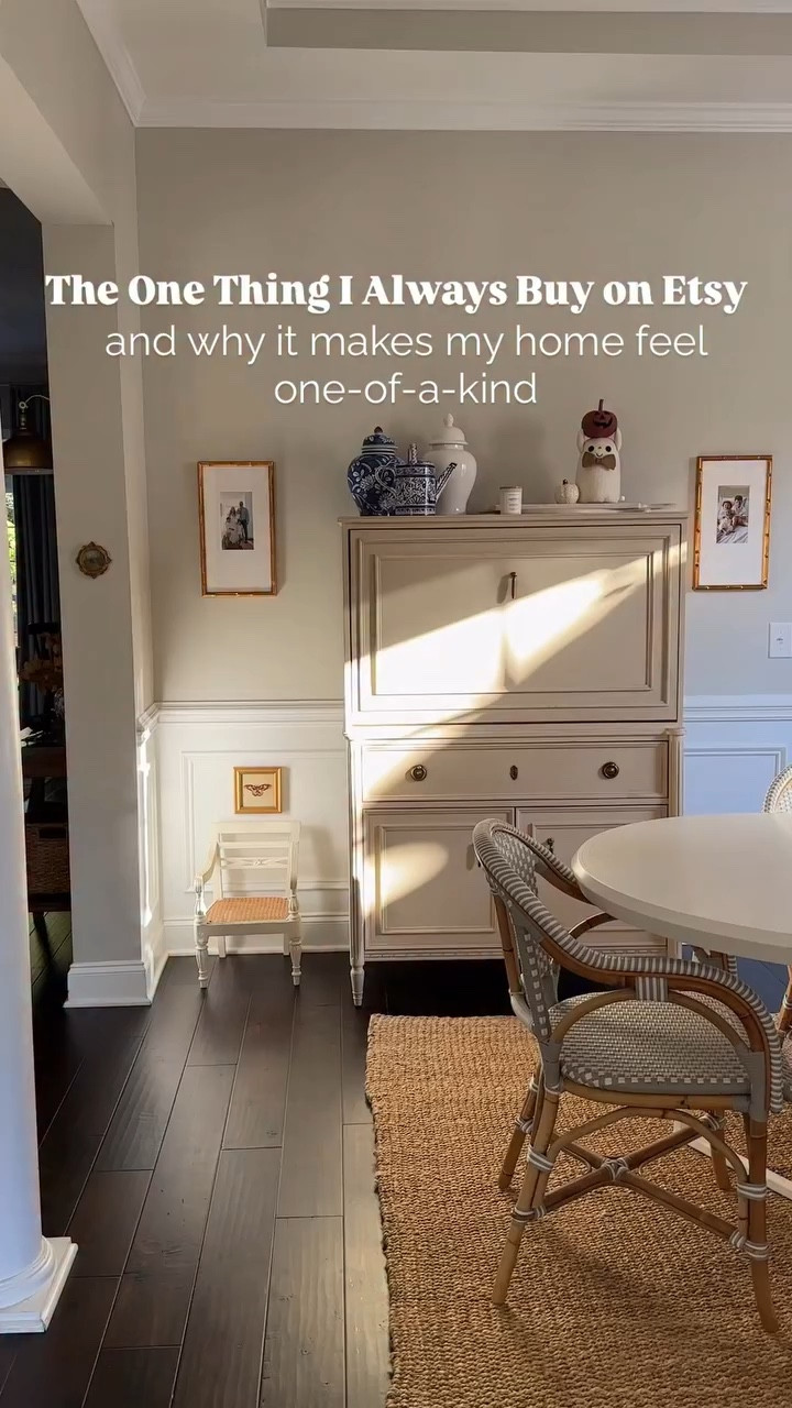 
I’ve learned that the smallest pieces make the biggest impact. Every one of these little prints (and one real oil painting) came from Etsy but it’s not about where you buy them, it’s about how you style them.

Don’t be afraid of scale, shape, or placement …sometimes the magic lives in the unexpected corners. 💫

Which one’s your favorite: the tiny round frame, the dining room print, or the oddly shaped piece above my bed? #etsy #etsyfinds 

⸻

unique wall art, small space decor, home styling tips, affordable art ideas, vintage style prints, cottagecore decor, neutral home decor, dining room wall art, bedroom wall ideas, unexpected wall art placement, Etsy art finds, designer home inspo, modern cottage home, French vintage style, home decor ideas, aesthetic art prints

#homeinspo #homedecorideas #wallartdecor #smallspaces #etsyfinds #vintageprints #cottagedecor #artprints #bedroominspo #diningroomdecor #neutralhome #interiorstyling #affordabledecor #homedesigninspo #uniqueartfinds

#LTKHome #LTKStyleTip #LTKSeasonal