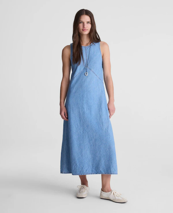 Airy Denim Seamed Maxi Dress | Madewell