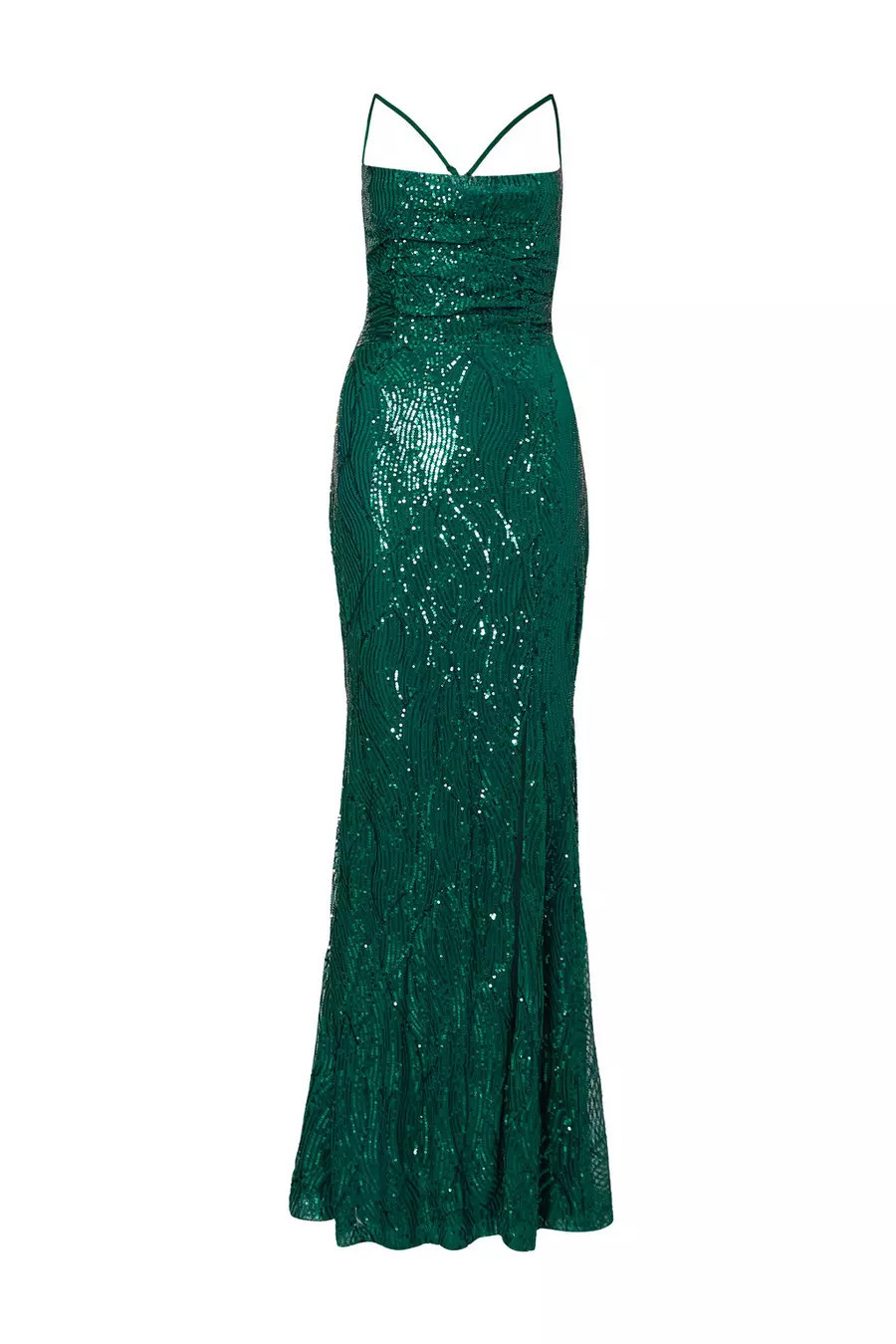 Home/Bottle Green Sequin Bow Back Maxi Dress | Quiz Clothing