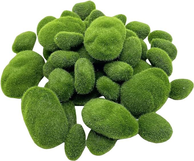 DUENEW 40PCS Artificial Moss Rocks Decorative Moss Balls Green Moss Covered Stones for Plants Dec... | Amazon (US)