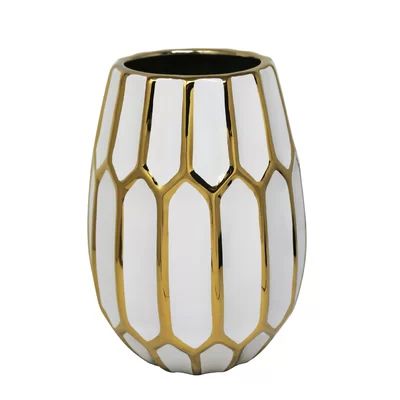 Weinberger Gold/White 9.5" Ceramic Table Vase Mercer41 | Wayfair North America