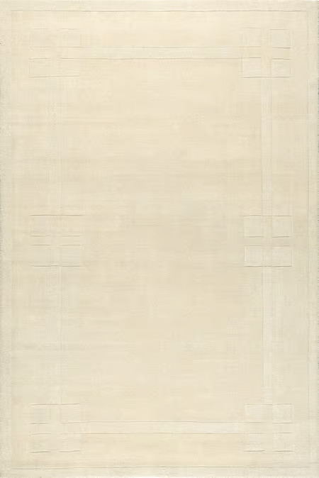 Cream Rune Bordered Wool-Blend 8' x 10' Area Rug | Rugs USA