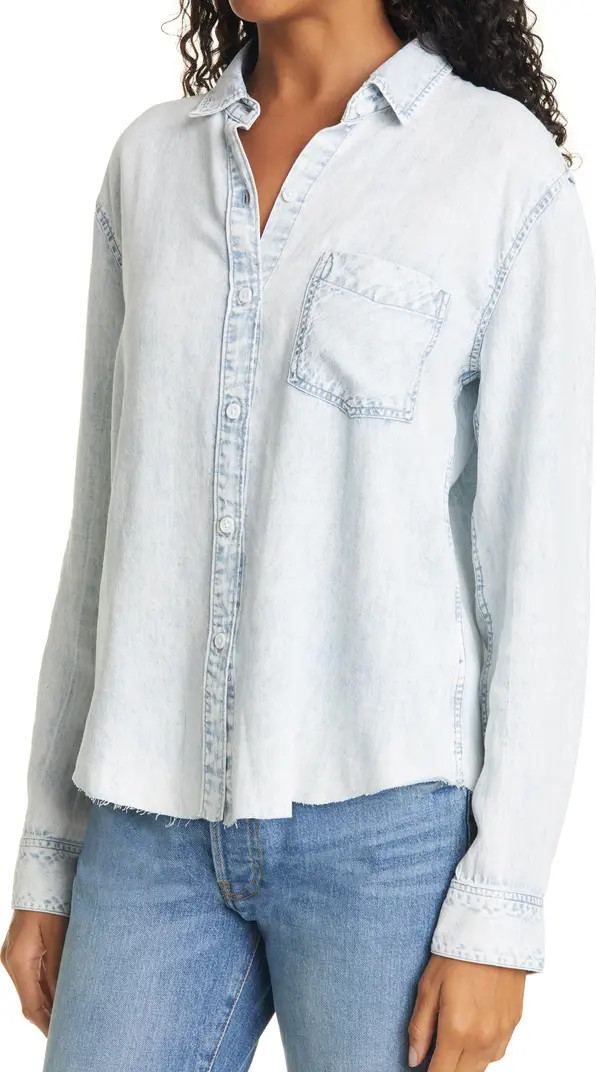 Ingrid Raw Hem Chambray Shirt | Nordstrom