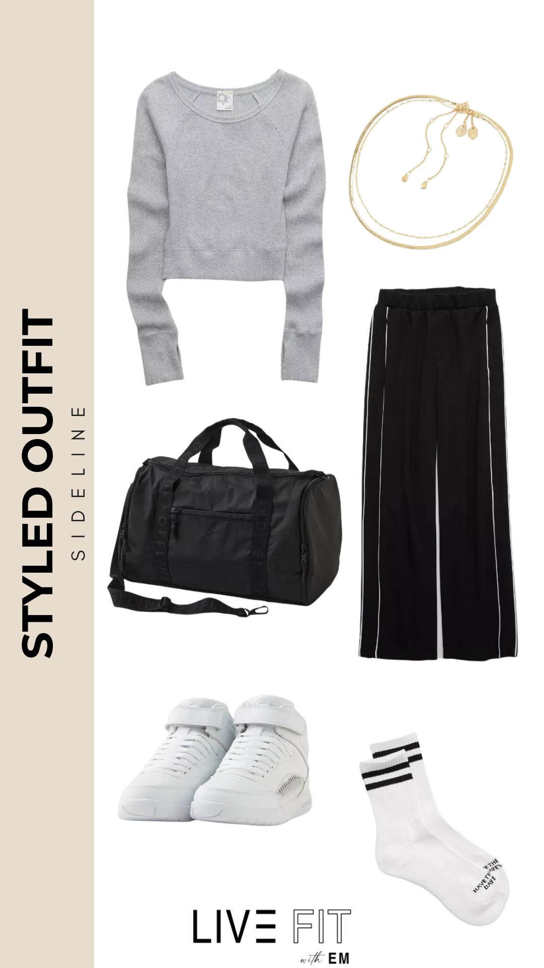 Elevate your everyday look with this effortlessly chic Aerie ensemble! ✨ Featuring a cozy gray sweater paired with sleek black sweats, accessorized with minimalist white sneakers and a touch of gold jewelry. Perfect for transitioning seamlessly from work to weekend! 🌟 

#LTKFindsUnder50 #LTKStyleTip #LTKActive