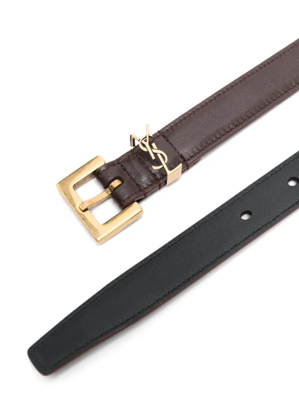 Saint Laurent Cassandre Thin Belt | Brown | FARFETCH SK | Farfetch Global