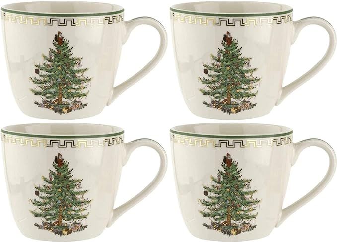 Spode Christmas Tree White Gold Mug, Coffee, Latte, Tea, and Hot Chocolate Cups, Perfect Holiday ... | Amazon (US)