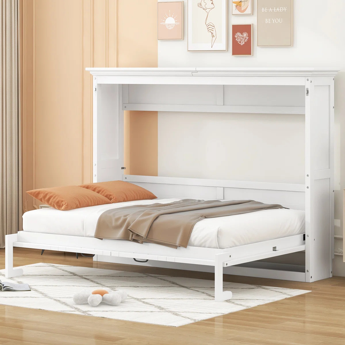 Full Size Space-Saving Murphy Bed | Folding Wall Bed with Cabinet Storage | Sturdy Wood Frame, Ea... | Wayfair North America