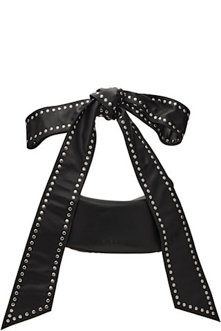 Black Boa Studded Bow Strap Bag | SSENSE