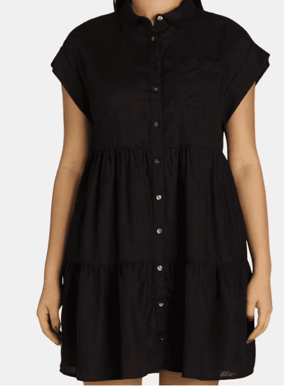 Time and Tru Women's Tiered Mini Shirt Dress, Sizes XS-XXXL | Walmart (US)