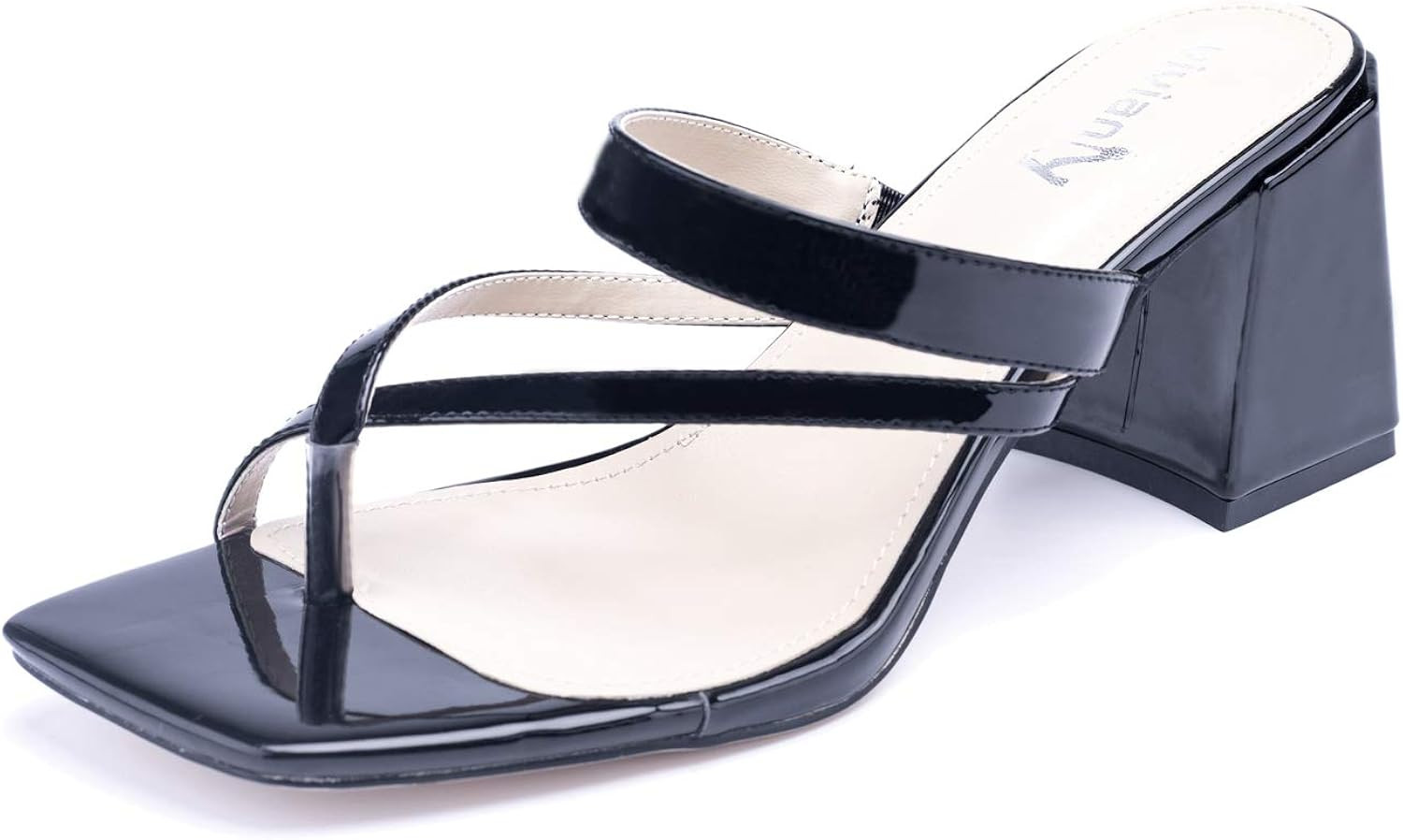 vivianly Women's Square Open Toe Chunky Block Heel Mules Slip On Slide Sandals Dress Shoes | Amazon (US)