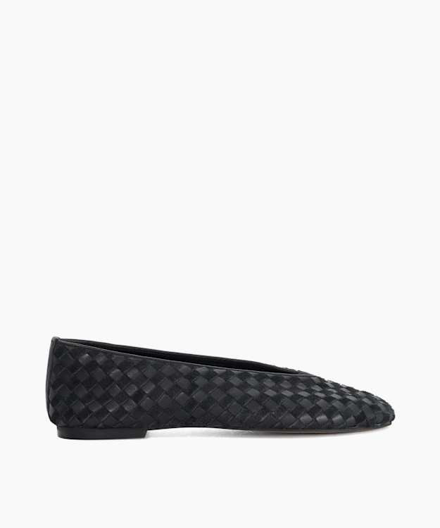 Homely Black, Leather Woven Ballet Flats | Dune London | Dune (EU)