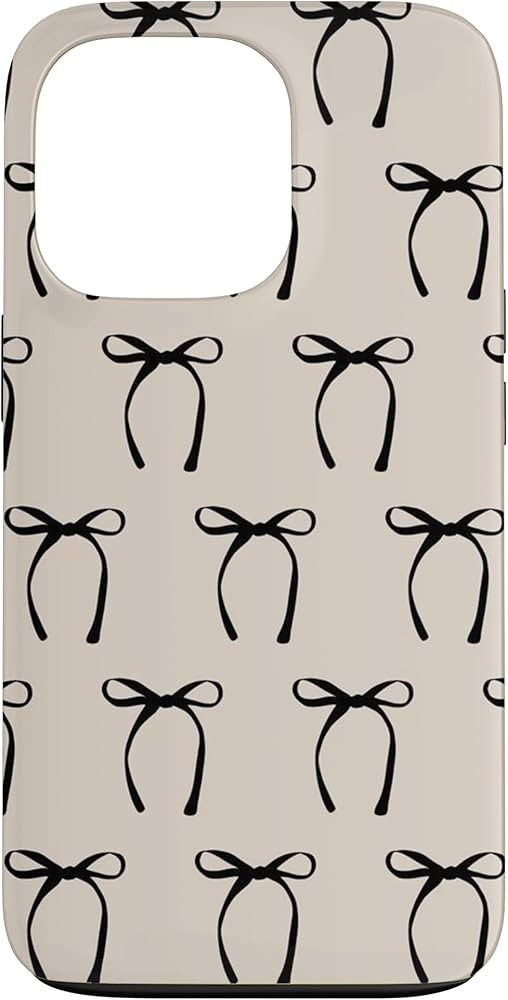 iPhone 13 Pro Aesthetic Black Ribbon Bow On Beige Case | Amazon (US)