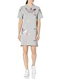 adidas Originals Women's Large Logo Tee Dress Medium Gray Heather/True Pink XX-Small | Amazon (US)