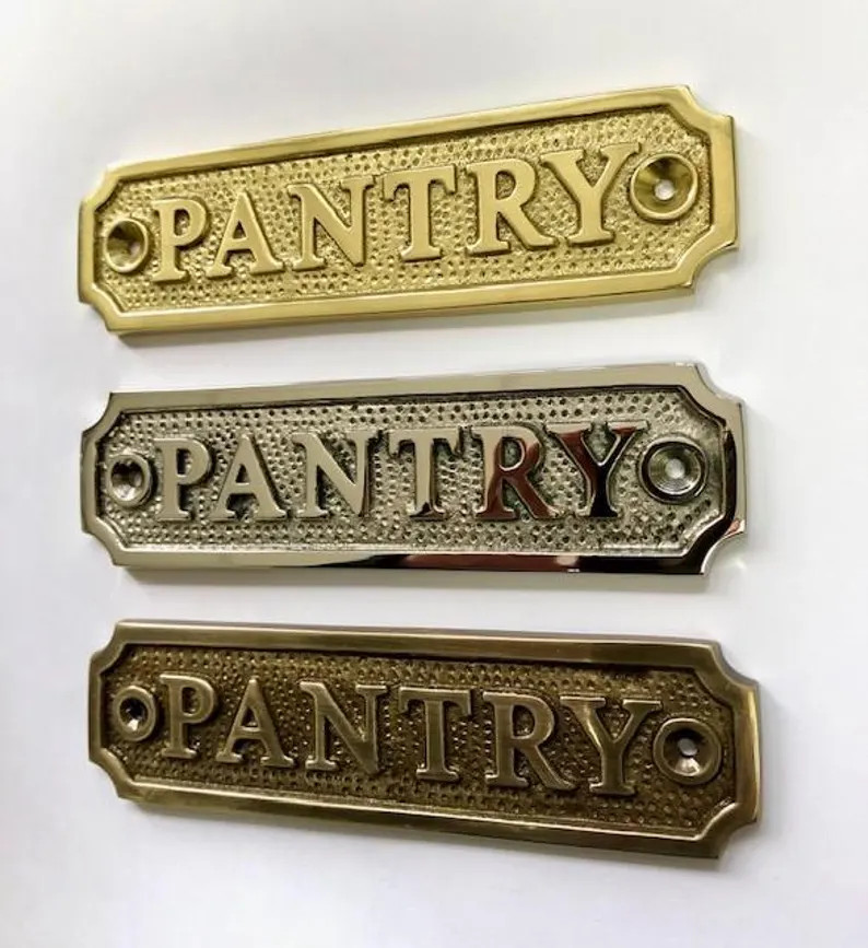 Pantry Solid Brass Door Sign Plaque Available in Three Finishes Nickel, Antique Bronze or Polishe... | Etsy (Global)