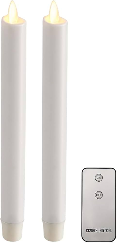 NONNO&ZGF 8 InchBattery Operated Flameless Taper LED Candles White Wax Tapered Candlesticks with ... | Amazon (US)