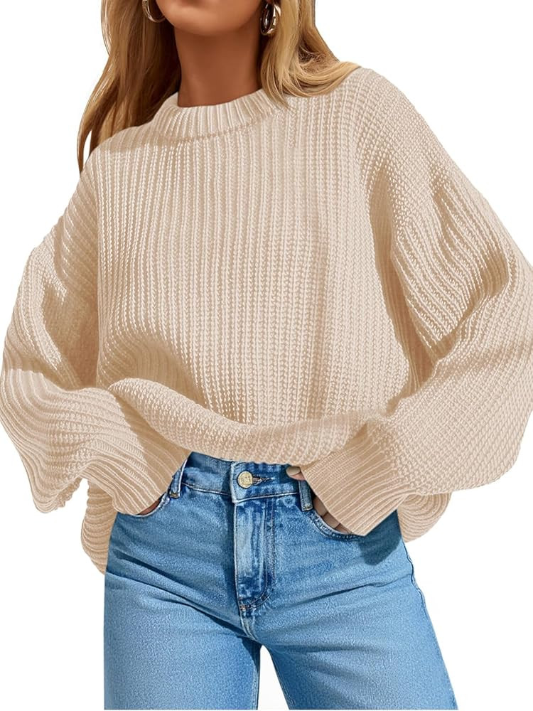 Saodimallsu Womens Oversized Sweater Long Sleeve Crewneck Ribbed Knit Pullover 2025 Fall Casual C... | Amazon (US)