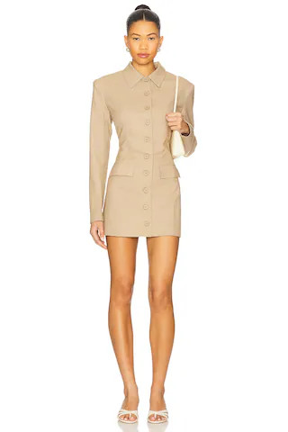 LIONESS Cheri Mini Dress in Tan Plaid from Revolve.com | Revolve Clothing (Global)