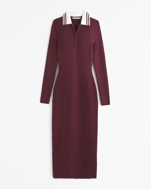 Women's Long-Sleeve Half-Zip Maxi Sweater Dress | Women's Clearance | Abercrombie.com | Abercrombie & Fitch (US)