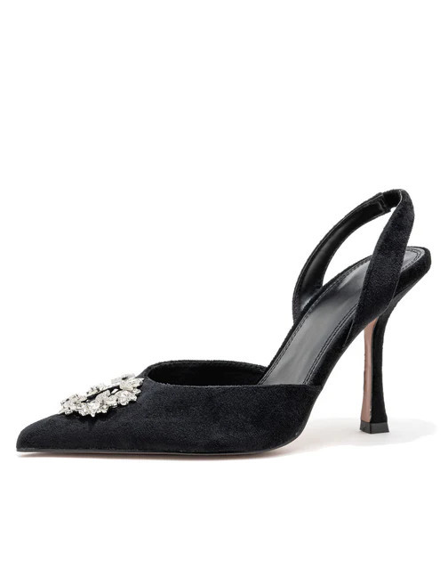 Madison Velvet Embellished Slingback Heel - Black - FINAL SALE | VICI