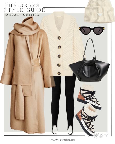 January capsule wardrobe, stirrup legging, cardigan, scarf coat, snow boots 

#LTKstyletip #LTKshoecrush #LTKFind