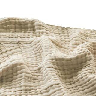 Light Tan Muslin Cotton Throw Blanket 50 in. x70 in. All Season Soft and Lightweight | The Home Depot