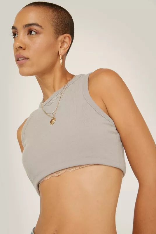 Recycled Ribbed Racer Crop Tank Top | Nasty Gal (US)