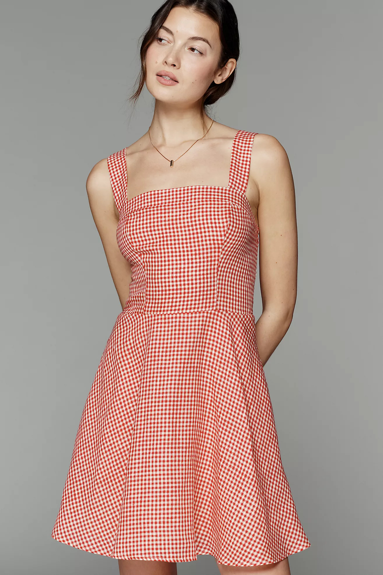 Maeve Linen Square-Neck Mini Dress | Anthropologie (US)