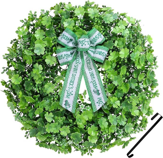 Huadanbor Wreaths, St. Patrick's Day Wreaths, Wreaths for Front Door, Including Bowknot and Wreat... | Amazon (US)