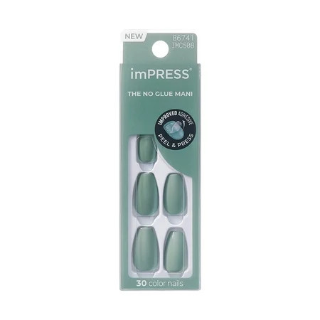 imPRESS Color Press On Nails, No Glue Needed, Light Green, Medium Coffin, 30 Ct. | Walmart (US)