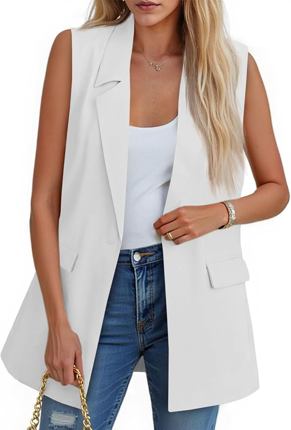 Cicy Bell Women's Sleeveless Blazer Vest Casual Work Office Suit Jackets | Amazon (US)
