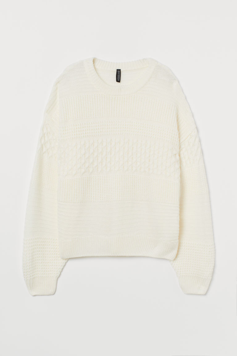 H & M - Textured-knit Sweater - White | H&M (US + CA)