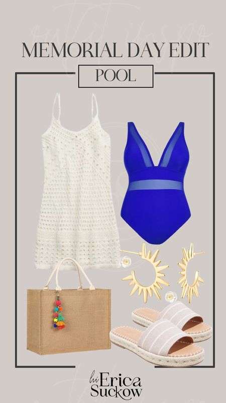 Memorial day outfit inspiration! I love this one piece swimsuit from Amazon, it’s a great tummy control swimsuit and has a really great coverage! This crochet swimsuit cover-up is perfect for the pool, beach or boat. Also these earrings are some of my best sellers! I love my gold jewelry from Amazon. 

Swim outfit, boat outfit, vacation outfit, gold jewelry from Amazon, spring 2024 summer 2024, 


#LTKMidsize #LTKFindsUnder50 #LTKSwim