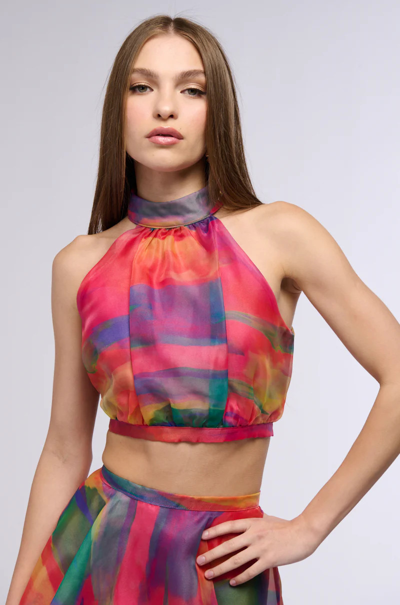 HOT TODDY PRINTED HALTER TOP AND MAXI SKIRT TWO PIECE SET | AKIRA