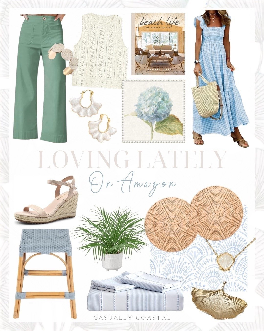 Loving Lately on Amazon 

Amazon home decor, coastal home decor, Amazon spring outfit, Amazon heels, Amazon necklace, Amazon earrings, Amazon book, Amazon dress, coastal art, coastal book, coastal stool, Amazon faux plant, green cropped wide leg trousers, spring pants, Amazon tank top, crochet tank top, raffia cuff bracelet, flower statement earrings, Beach Life book, framed artwork, blue flower canvas, plaid smocked dress, blue and white dress, espdrilles, spring shoes, blue backless counter stool, fake palm plant, rattan placemats, round placemats, peel and stick wallpaper, coastal wallpaper, Kendra Scott shell necklace, blue striped duvet cover, Amazon duvet cover, coastal bedding, Amazon bedding, gold jewelry tray

#LTKHome #LTKSeasonal