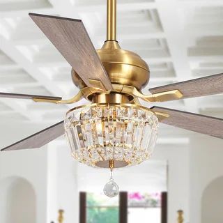 52-inch Wood 5-Blade Crystal LED Ceiling Fan with Remote - Bed Bath & Beyond - 34705196 | Bed Bath & Beyond