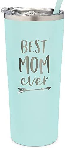 SassyCups Best Mom Ever Tumbler | 22 Ounce Engraved Mint Stainless Steel Tumbler with Lid and Str... | Amazon (US)