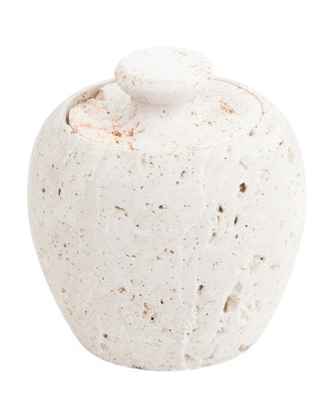 Travertine Cotton Jar With Lid | TJ Maxx