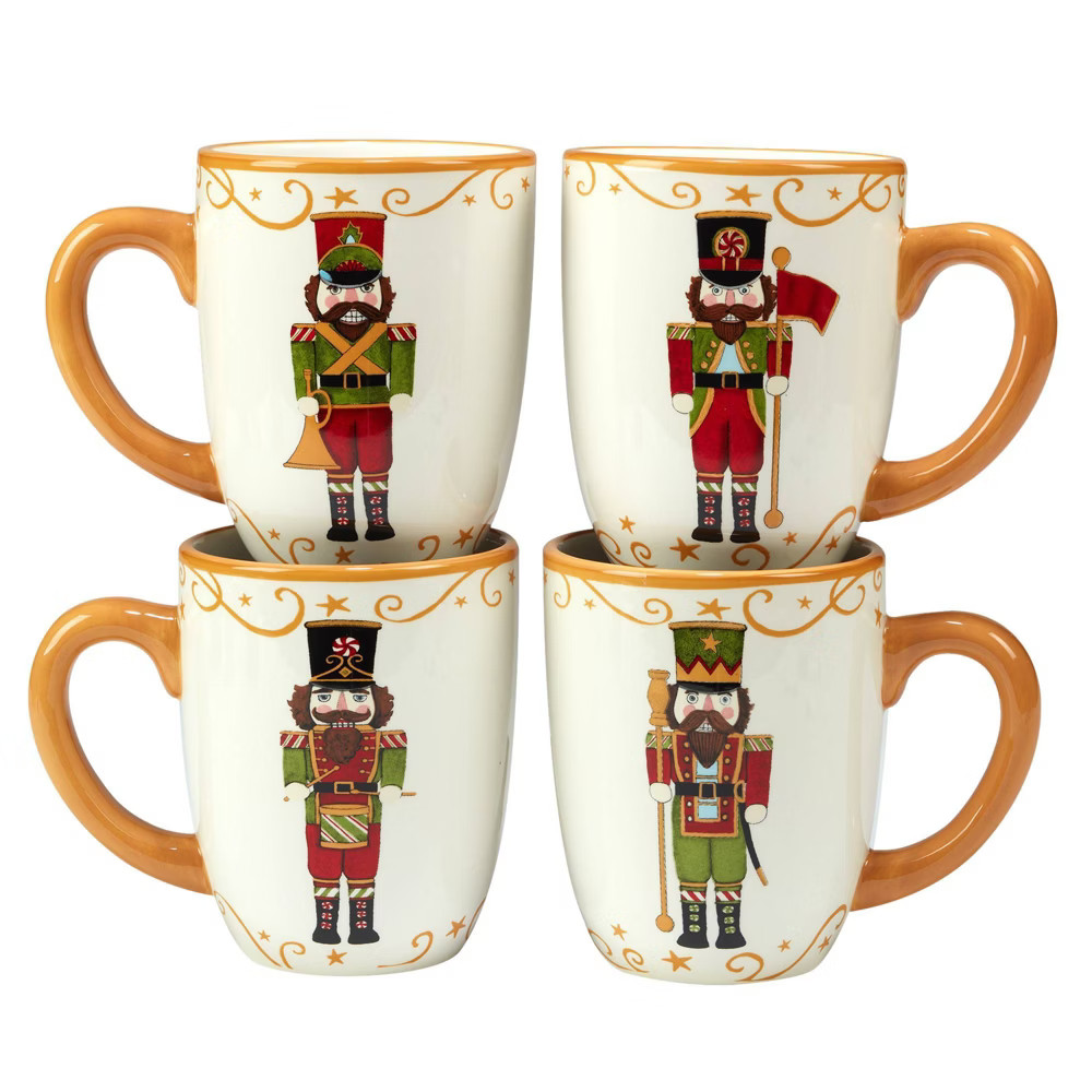 16oz 4pk Earthenware Holiday Magic Nutcracker Mugs - Certified International | Target