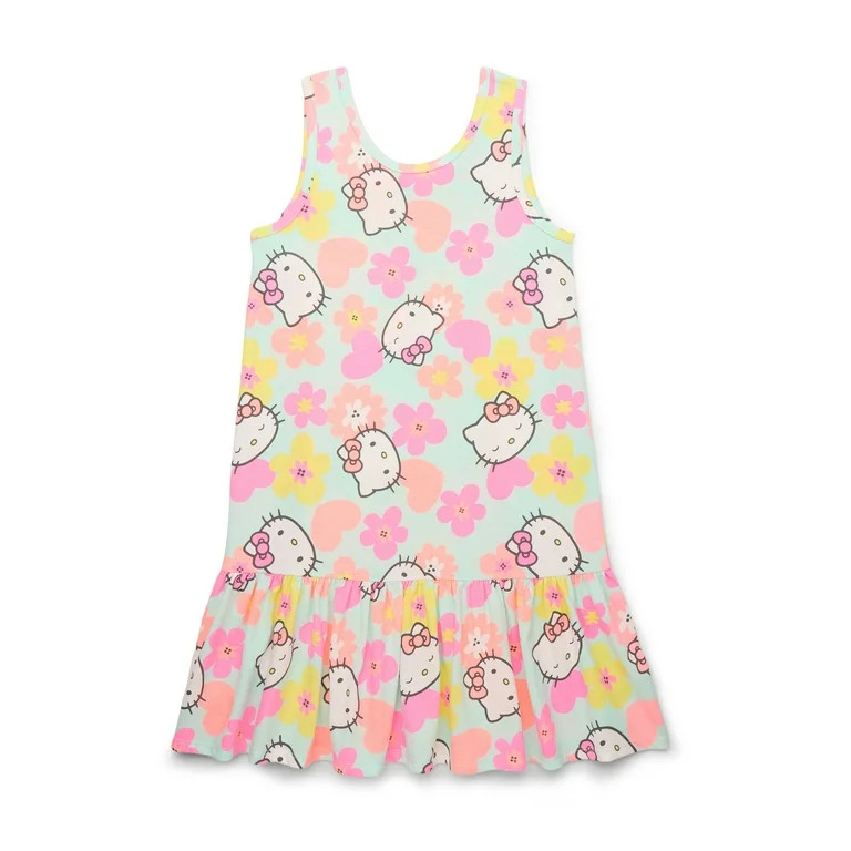 Hello Kitty Girls Tank Printed Dropwaist Dress, Sizes 4-12 - Walmart.com | Walmart (US)