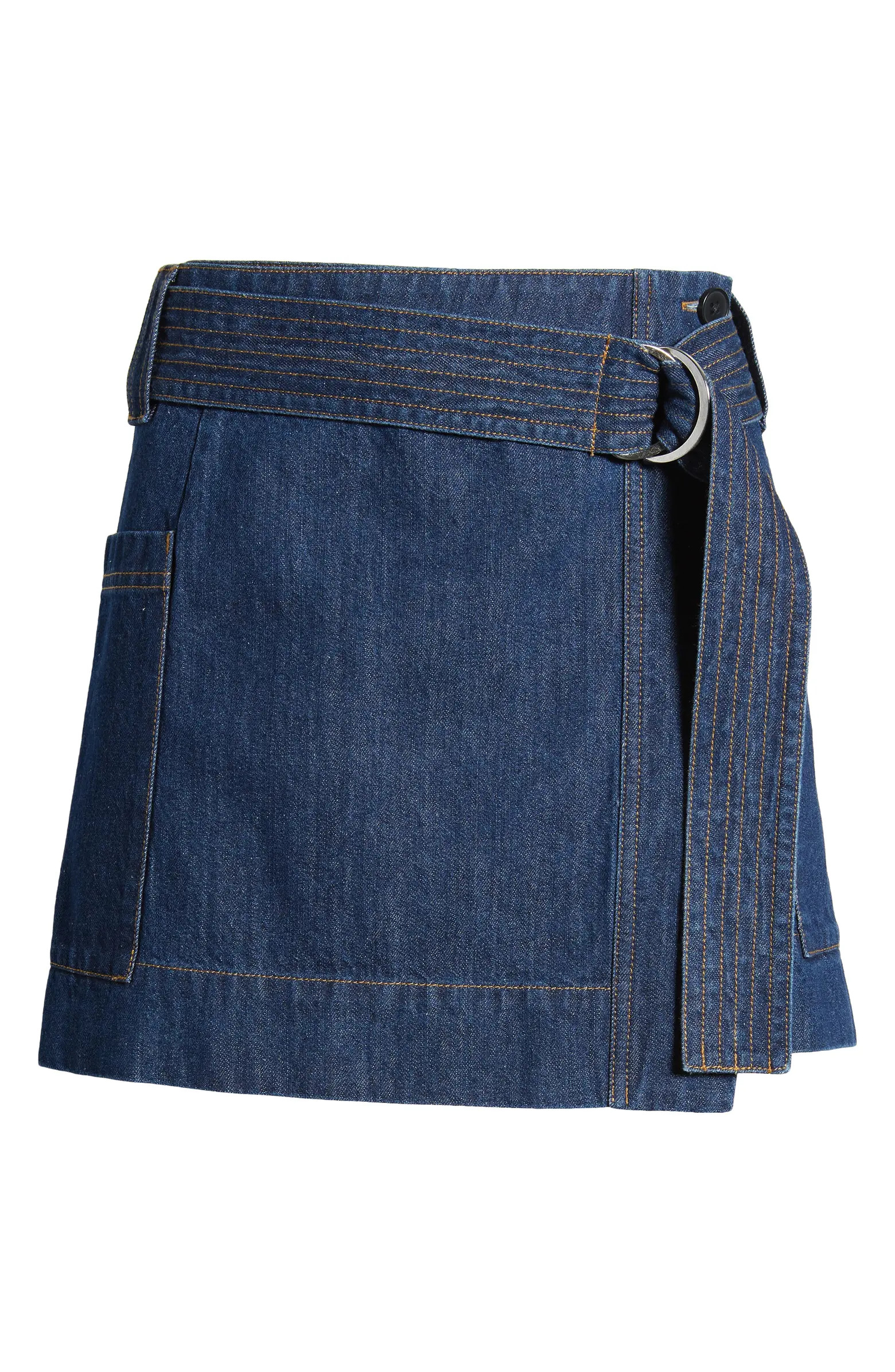 Deanna Belted Denim Wrap Miniskirt | Nordstrom